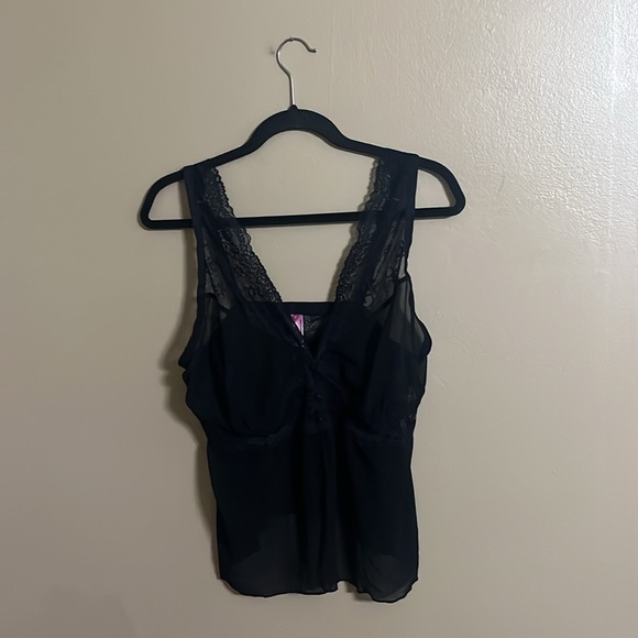 Adore Me Sz 1X Jocie Chemise Button Detail Lace Chiffon Sheer Sexy Feminine - Picture 2 of 4